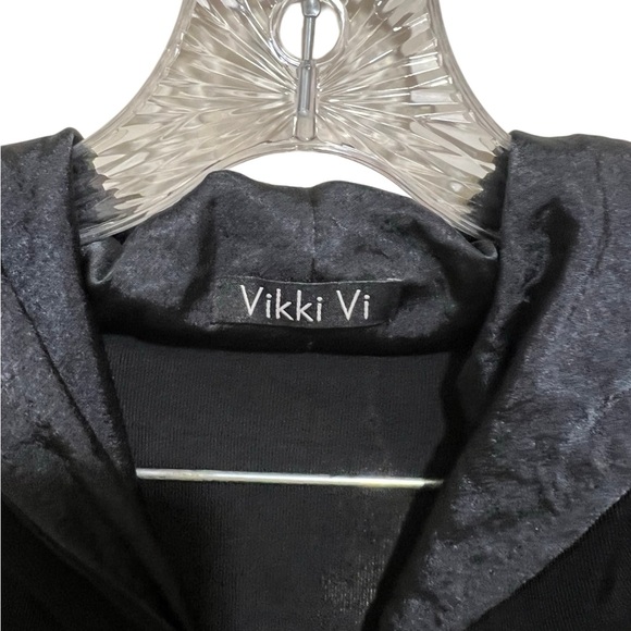 Vikki Vi jacket hoodie black pockets slinky zip front LS Sz 3X - Picture 2 of 4